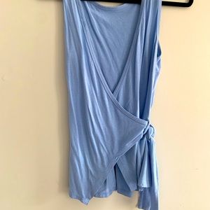 Light blue wrap shirt from Anthropologie